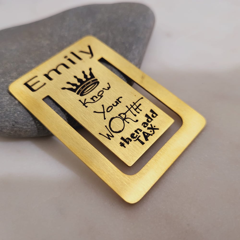 Image of Affirmation Bookmark -Know Your WORTH Then add TAX 