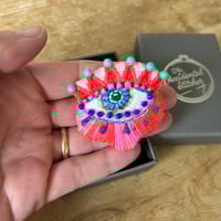 Image 1 of Circus Eye Hand Embroidered Brooch
