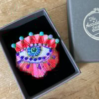 Image 3 of Circus Eye Hand Embroidered Brooch