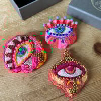 Image 5 of Circus Eye Hand Embroidered Brooch