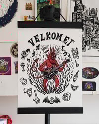 Image 1 of The Devil Playing Guitar Lino Print