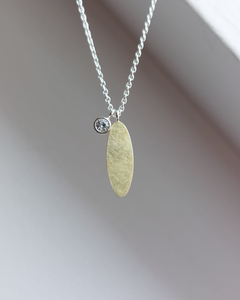 Image of Indigo Leaf Necklace with white sapphire 