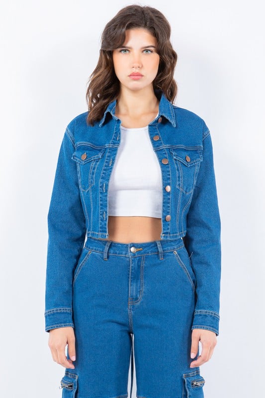 Image of 3pack DENIM LACED BACK CROPPED JACKETS