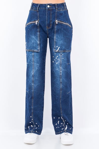 Image of 3pack WIDE LEG PAINT SPLASH JEANS-BLUE