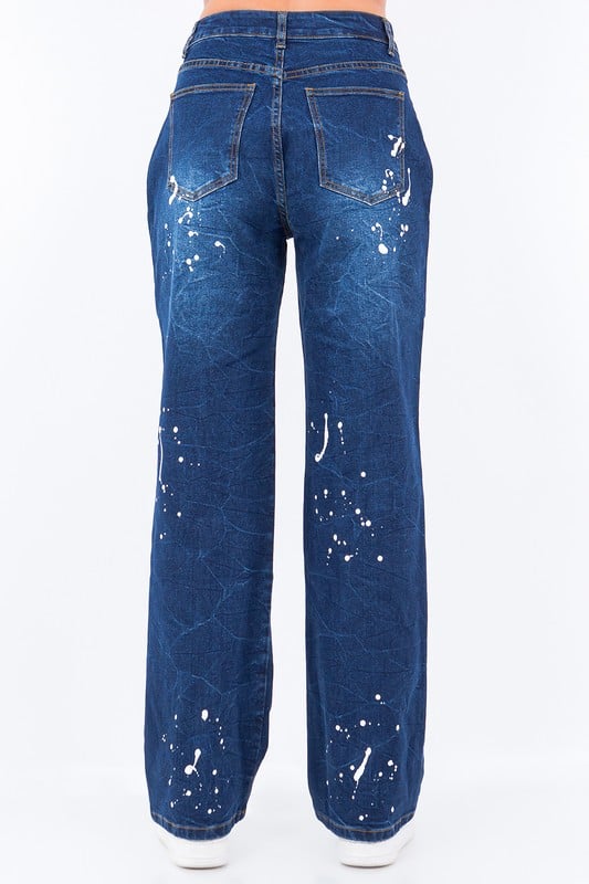 Image of 3pack WIDE LEG PAINT SPLASH JEANS-BLUE