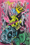 CARDINAL SIN | 36X24 ACRYLIC & SPRAYPAINT ON CANVAS