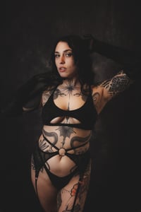 Image 1 of Green Leo Mesh Garter Belt