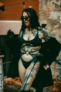 Image 2 of Green Leo Mesh Garter Belt