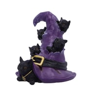 Image 2 of Magical Mischief Witch Hat and Black Cats Figurine 14cm