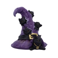 Image 5 of Magical Mischief Witch Hat and Black Cats Figurine 14cm