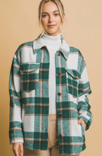 Image 1 of Hunter Green Plaid Shacket