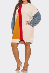 DIVA Denim Sleeve Sweater Dress 