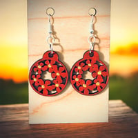 Image 4 of Boho wooden flower teardrop earrings 