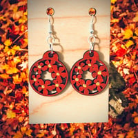 Image 5 of Boho wooden flower teardrop earrings 