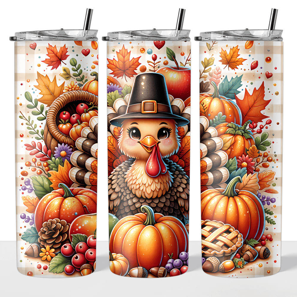 Image of Thanksgiving Turkey 20oz Tumbler🦃🧡