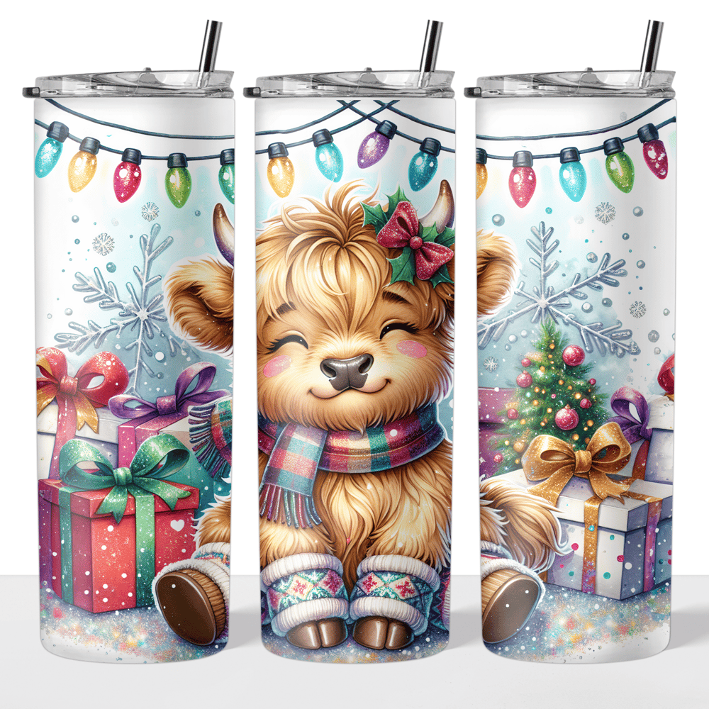 Image of Cute Christmas Cow 20oz Tumbler🐮🎄