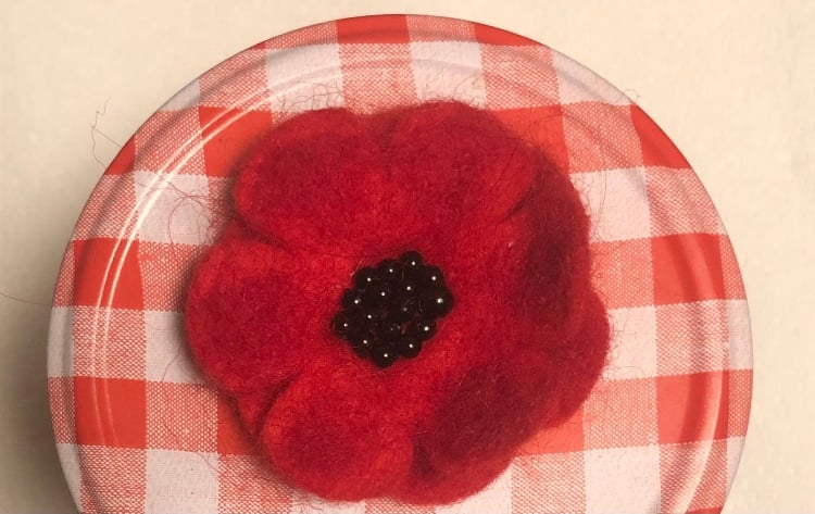 Image of Felt Poppy brooch