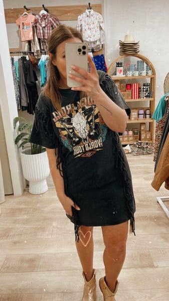 Image of Rock N Roll Denim Fringe Dress_ M