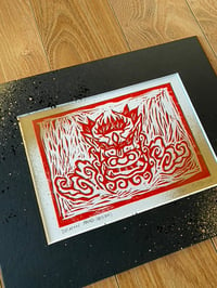 Image 3 of Demon Head – Linocut handmade art print