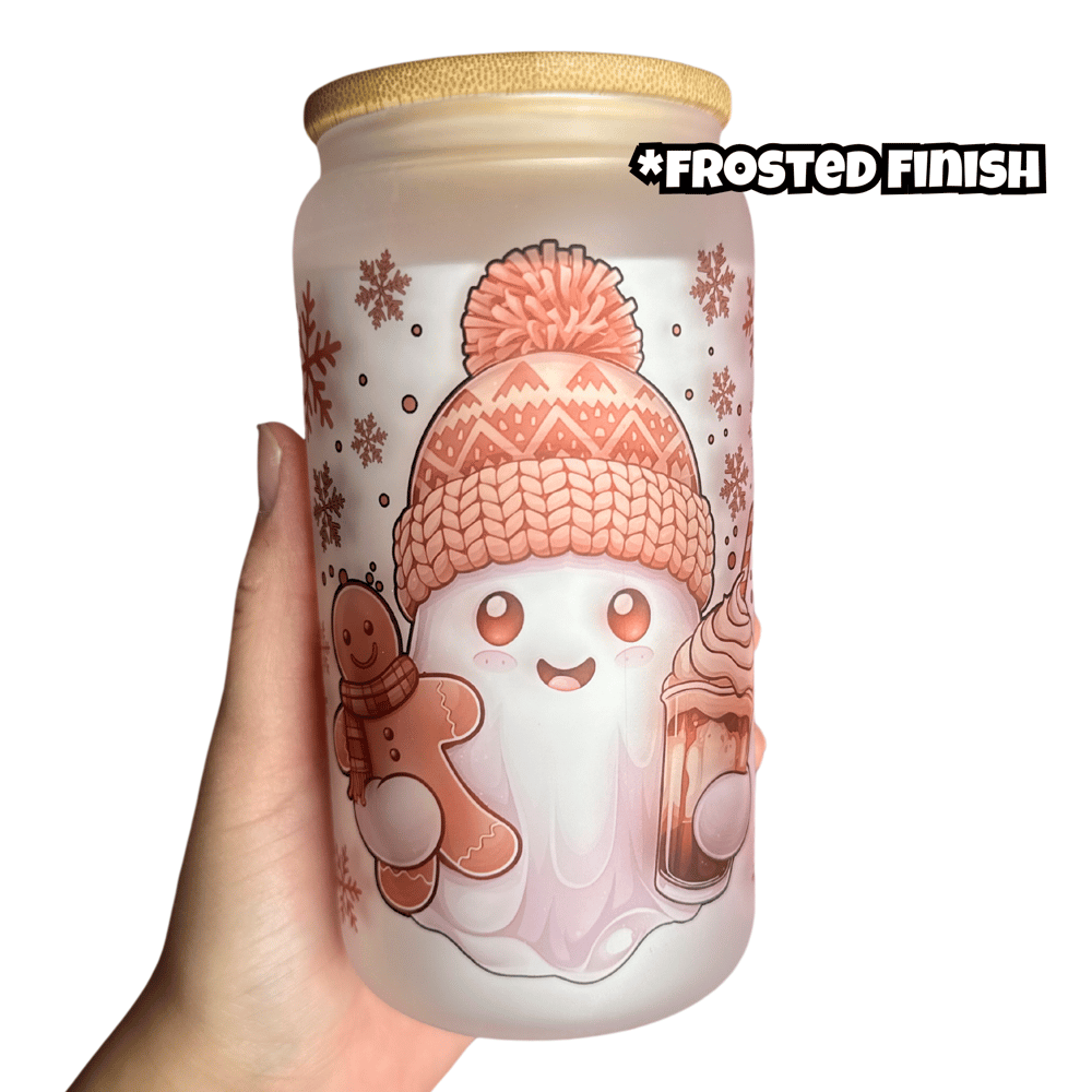 Image of Holiday Ghostie 16oz Glass Cup👻❄️