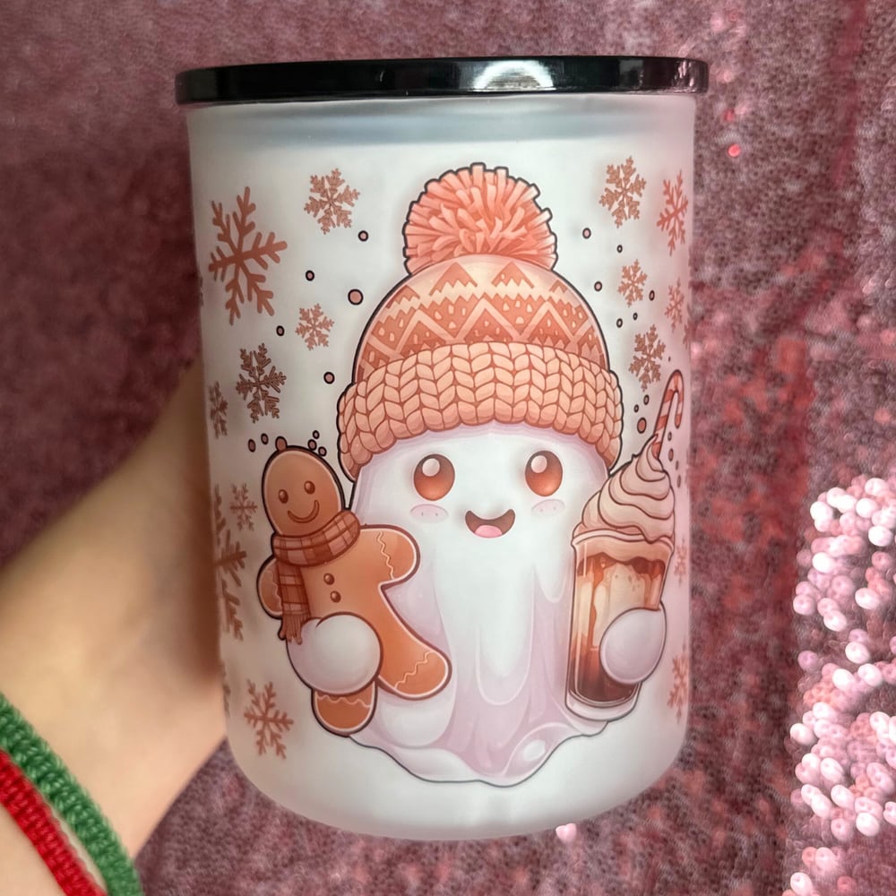 Image of Holiday Ghostie 17oz Glass Mug👻❄️