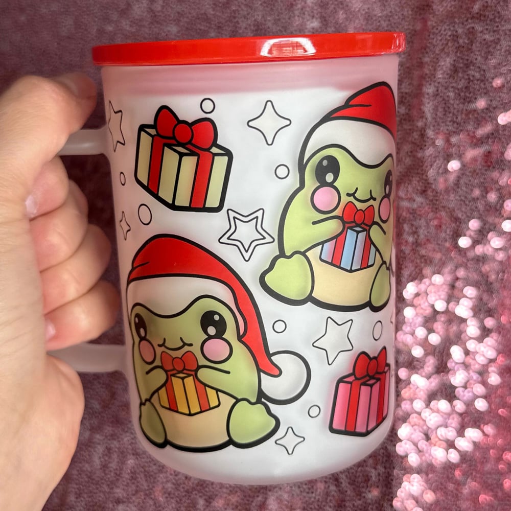 Image of Christmas Frog 17oz Glass Mug🐸❤️