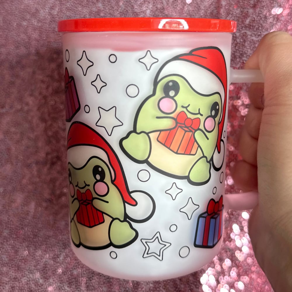 Image of Christmas Frog 17oz Glass Mug🐸❤️