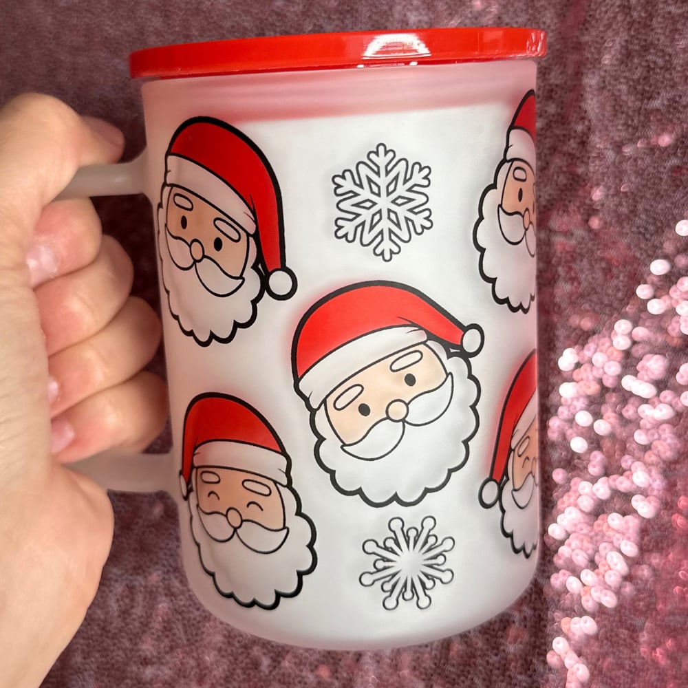 Image of Santa Face 17oz Glass Mug🎅❤️