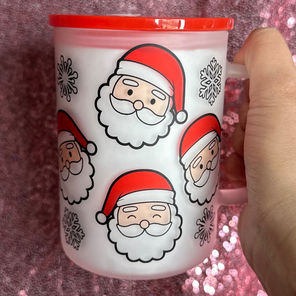 Image of Santa Face 17oz Glass Mug🎅❤️