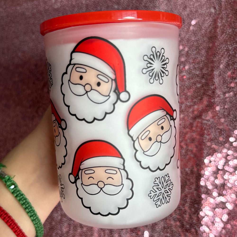 Image of Santa Face 17oz Glass Mug🎅❤️