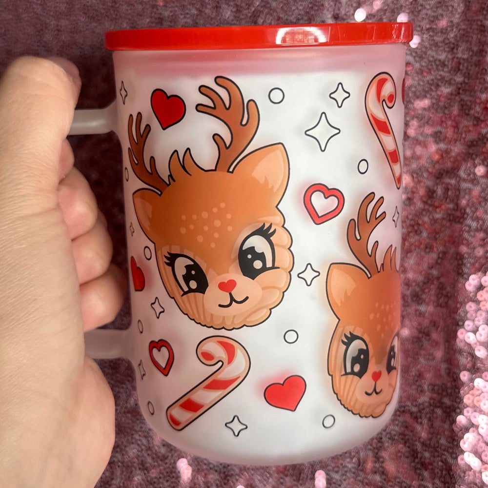 Image of Concha Reindeer 17oz Glass Mug🦌❤️