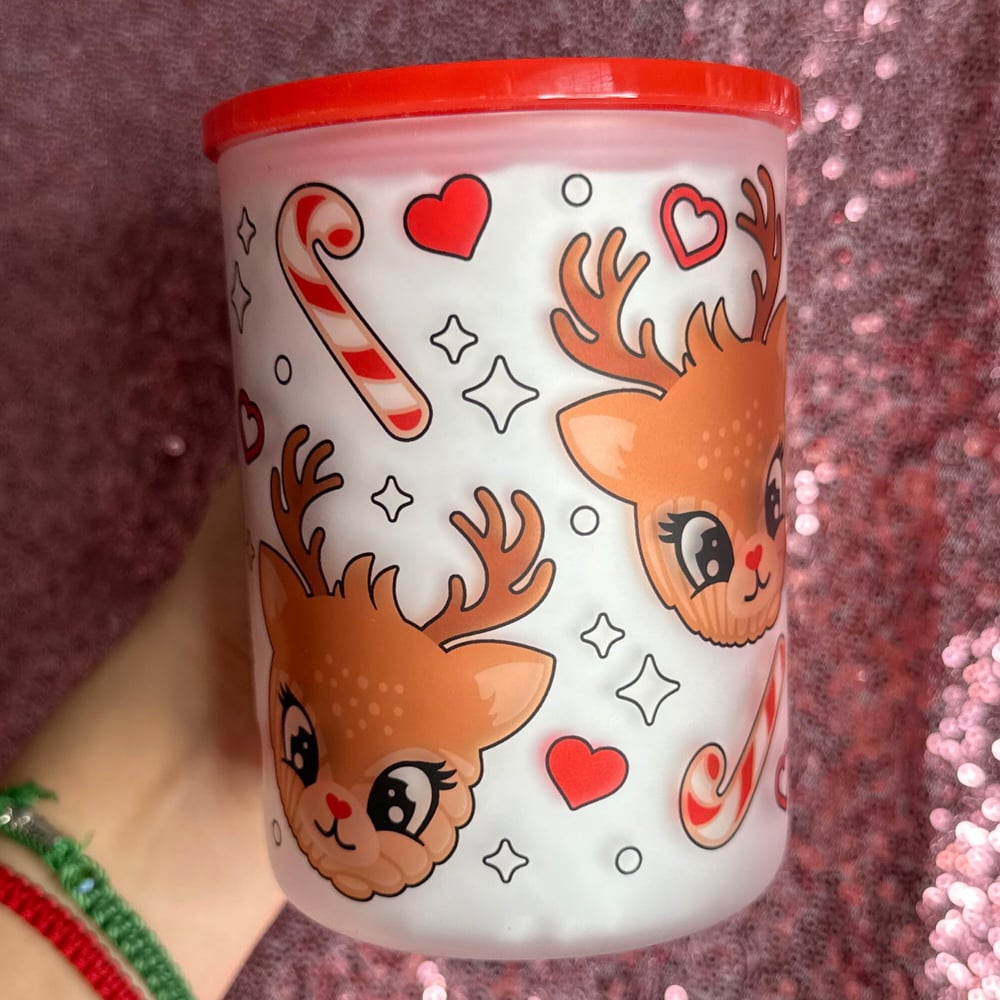 Image of Concha Reindeer 17oz Glass Mug🦌❤️