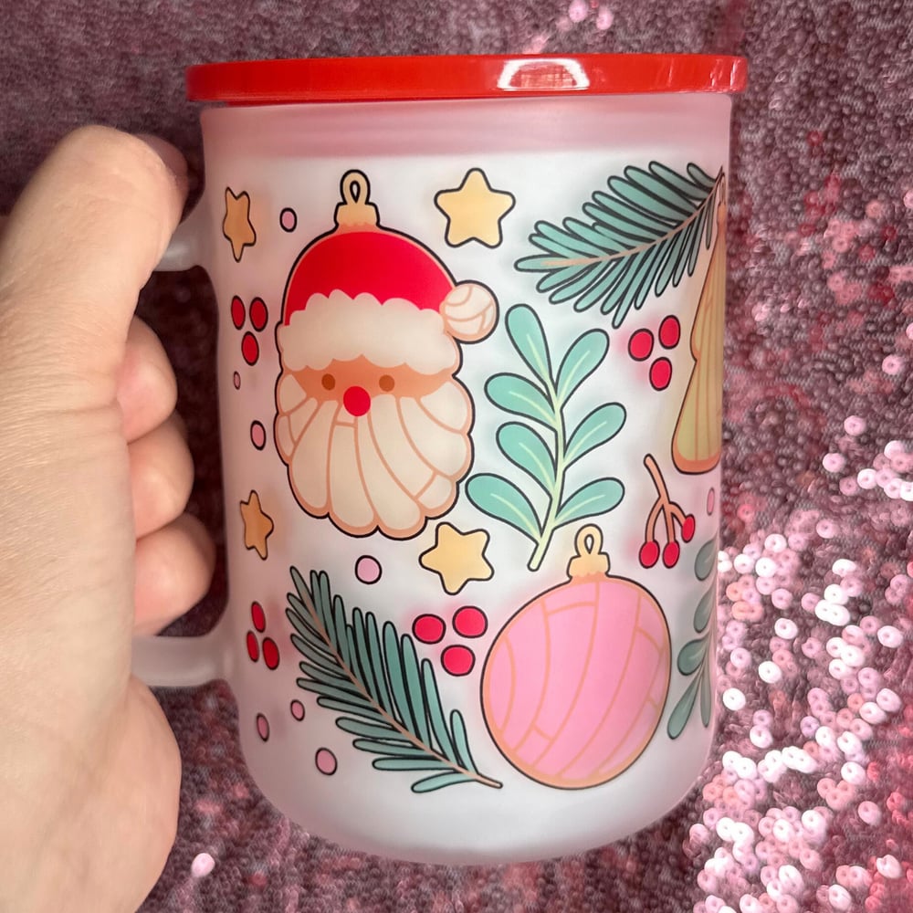 Image of Christmas Ornament Conchas 17oz Glass Mug🎅🎄