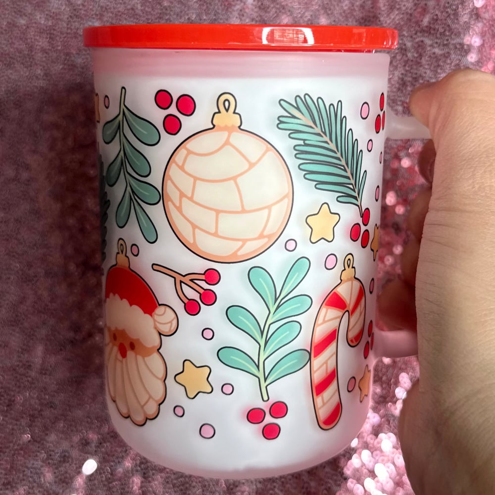 Image of Christmas Ornament Conchas 17oz Glass Mug🎅🎄