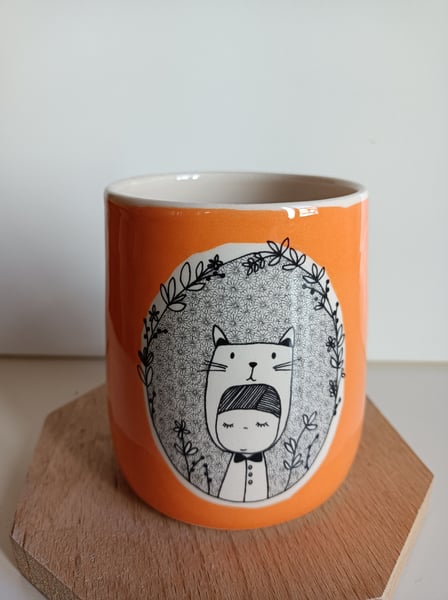 Image of Grande tasse chat orange 