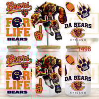 Image 1 of Uv Dtf Wrap Football Chicago Bears Choice of 2 Designs