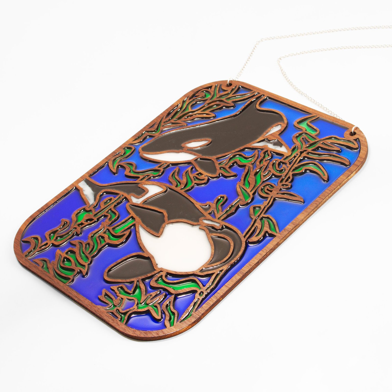 Handcrafted Resin and Wood Orca Art Panel | Living Sky Craft