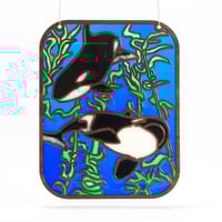 Image 2 of Handcrafted Resin and Wood Orca Art Panel