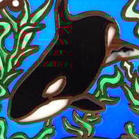 Image 3 of Handcrafted Resin and Wood Orca Art Panel