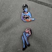 Beetlejuice Cut in half lady enamel pin, collector pin, battle jacket pin