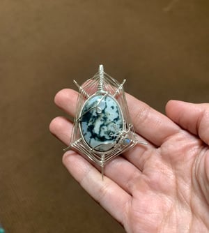 Tree Agate Spiderweb Pendant