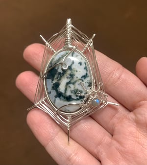 Tree Agate Spiderweb Pendant