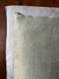 Image 1 of Available for Commission Only—Olive Green Lozenge Pillowcase Handwoven in Linen
