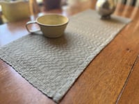 Image 1 of Handwoven Linen and Silk Table Mat in M's and O's