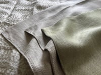 Image 2 of Available for Commission Only—Olive Green Lozenge Pillowcase Handwoven in Linen