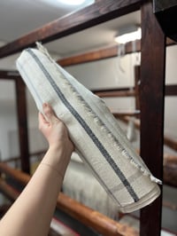 Image 2 of Handwoven Hemp Herringbone Twill Kitchen Towel with Cotton and Linen Stripes