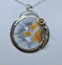 Image 1 of Enamel and Silver Hand Painted Pendant Gum Blossom- (SJ039)