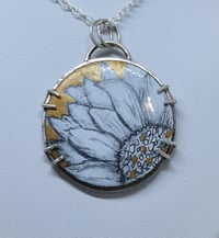 Image 1 of Enamel and Silver Hand Painted Pendant Sunflower - (SJ038)