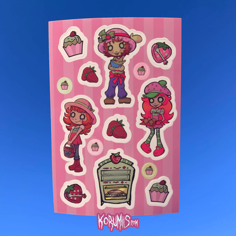 Image of strawberry shortcake sticker sheet