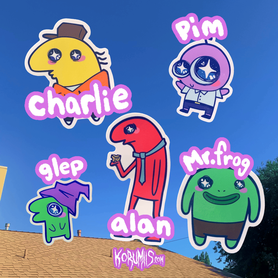 Image of chibi smiling friend stickers